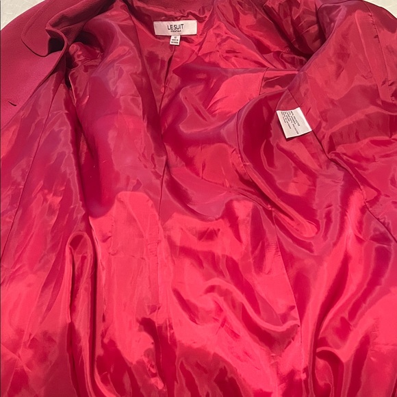 Le Suit Women's Vibrant Pink Trench Coat With Shoulder Pads Y2K Size 12 - Picture 9 of 15